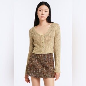 vicolo Women's Tan gold Knit Sweater cropped